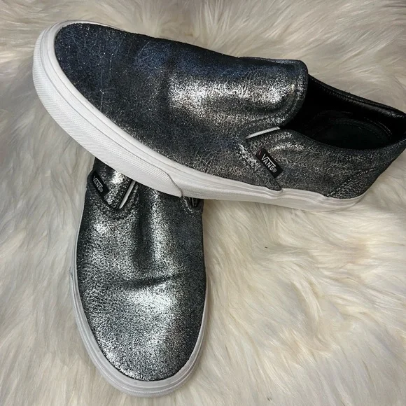 Vans | Shoes | Vans Foil Metallic Silver Slip On Sneaker  display picture 1
